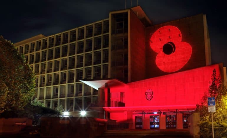 Six landmarks to be lit up to mark Remembrance Day